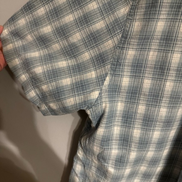 Horny Toad Men’s Steel Blue Short Sleeve Organic Cotton Button Plaid Shirt Sz XL - Picture 6 of 6